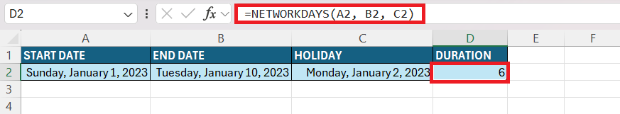 Duration Formula in Excel