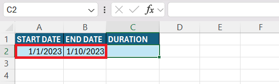 Duration Formula in Excel