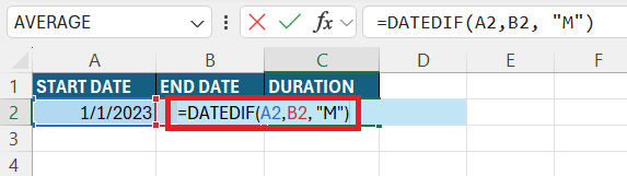 Duration Formula in Excel