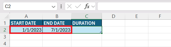 Duration Formula in Excel