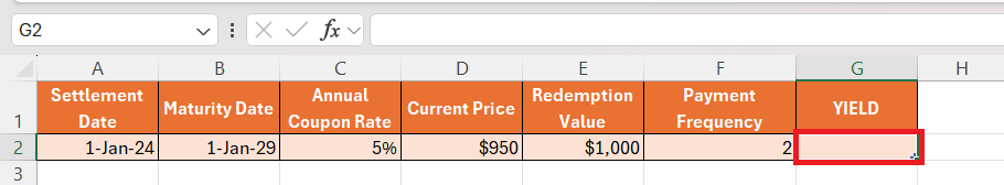 Yield Formula in Excel