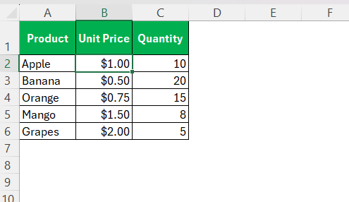 Structured References in Excel