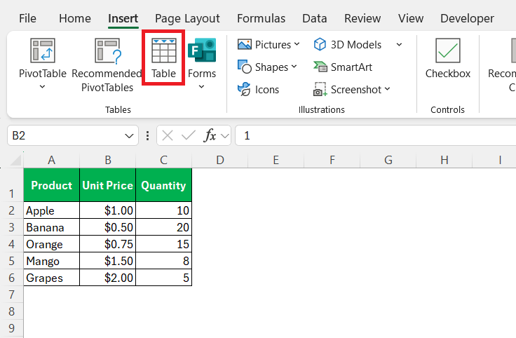 Structured References in Excel