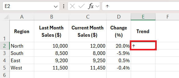 Add Arrows in Excel