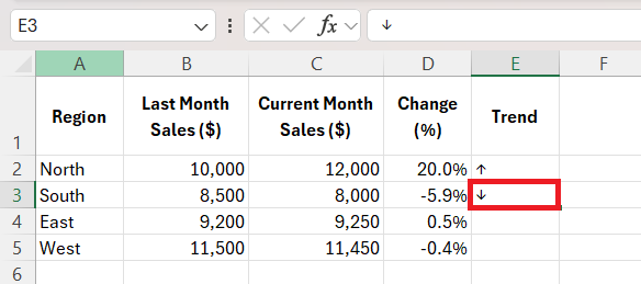 Add Arrows in Excel
