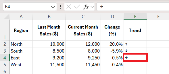 Add Arrows in Excel