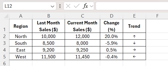 Add Arrows in Excel