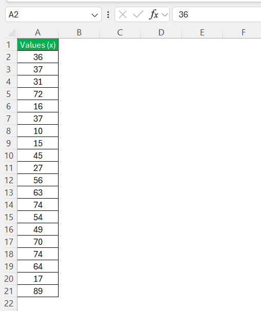 Sum of Squares in Excel