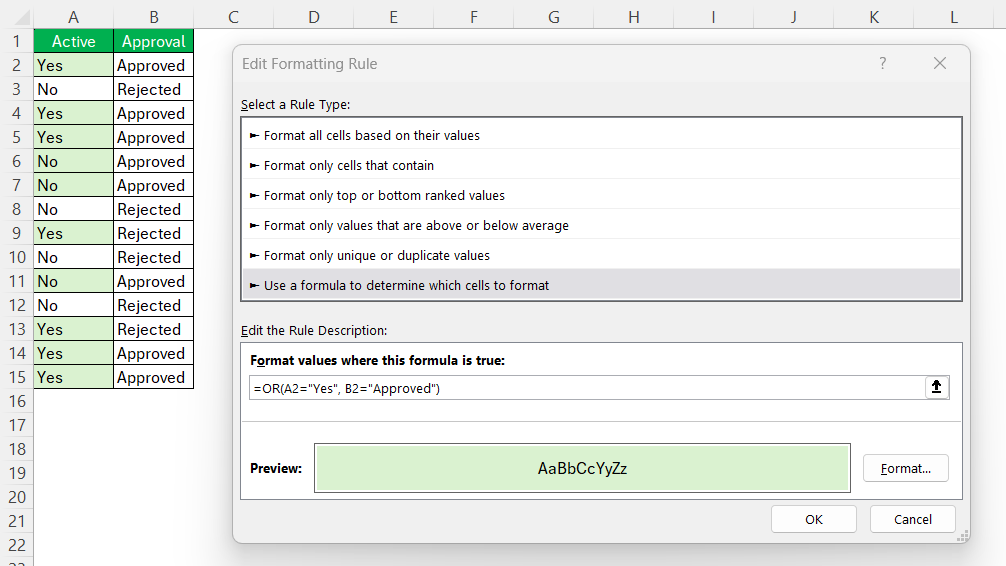 Multiple Conditions in Conditional Formatting