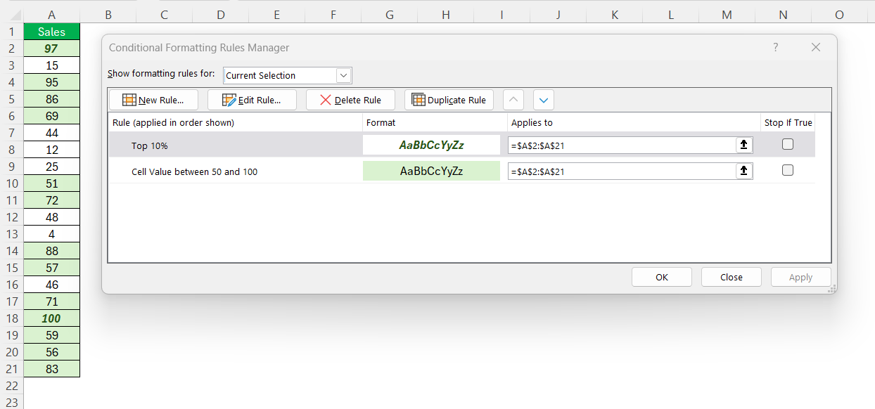 Multiple Conditions in Conditional Formatting