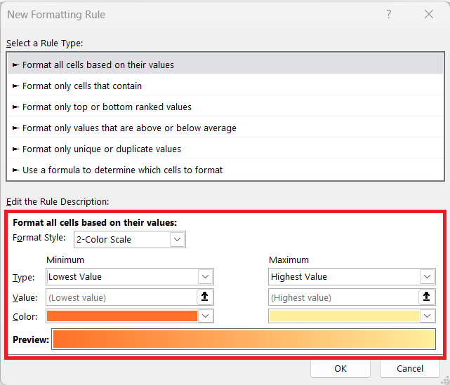 Excel Color Scales