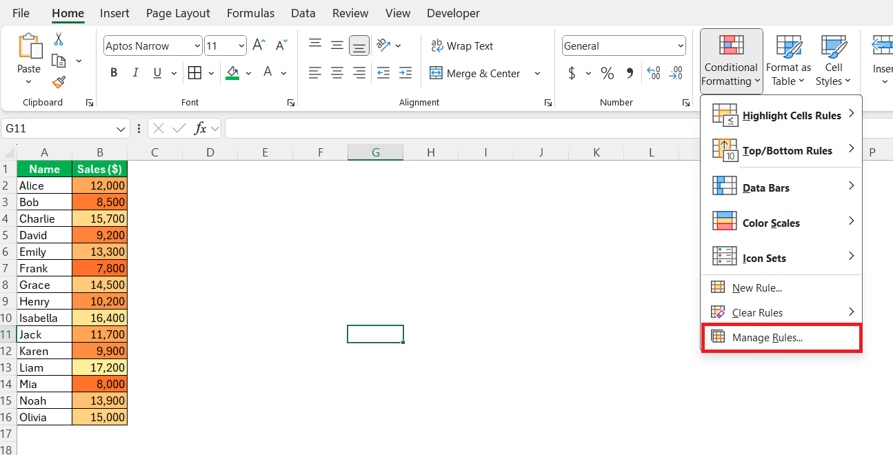 Excel Color Scales