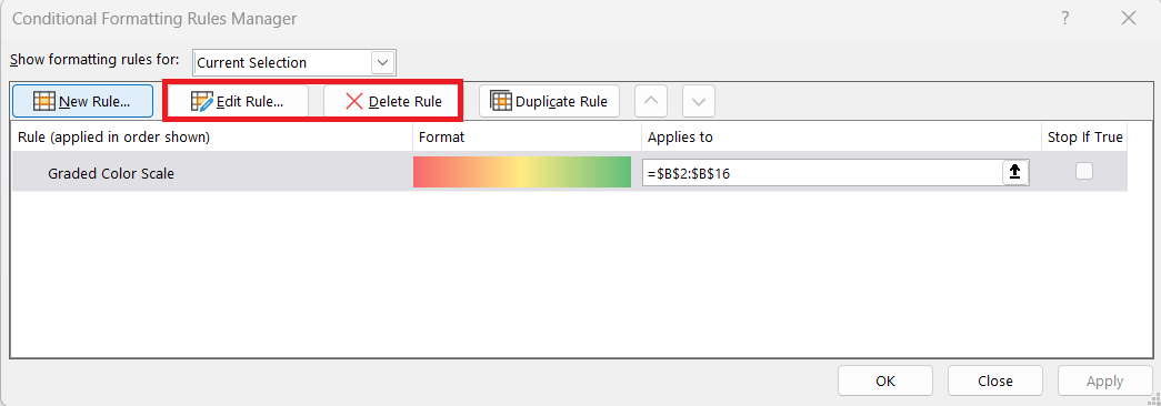 Excel Color Scales