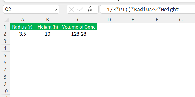 Volume of a Cone