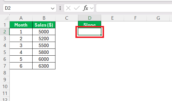 Slope Formula in Excel