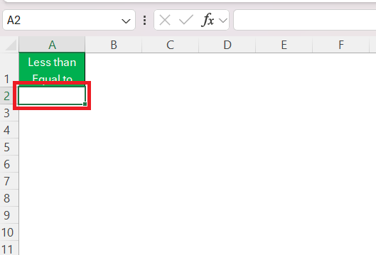 Less Than or Equal to in Excel