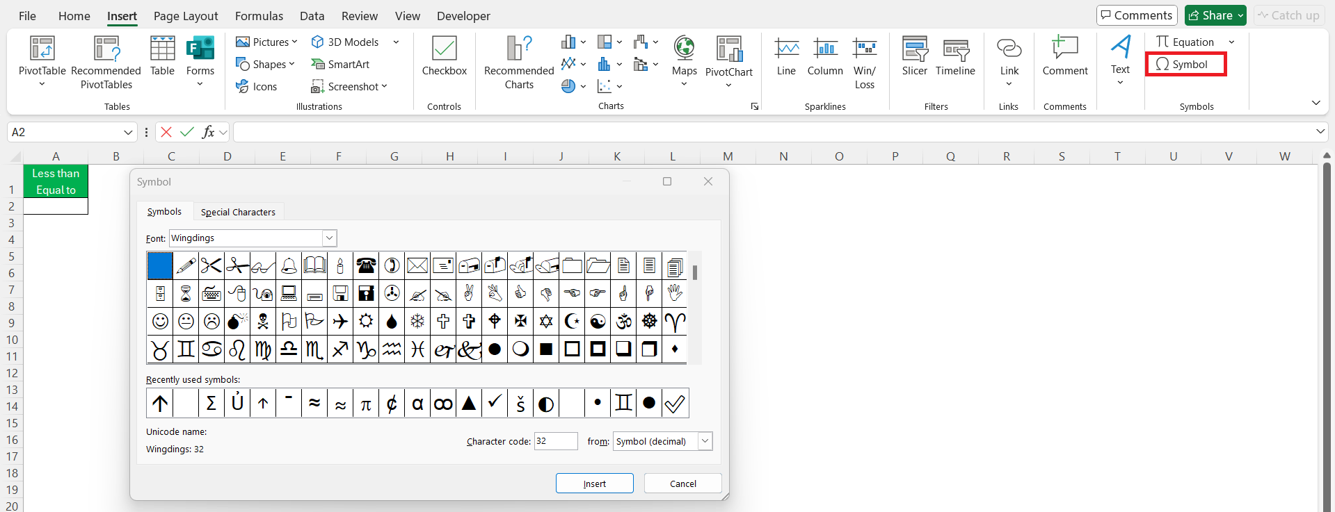 Less Than or Equal to in Excel
