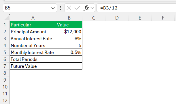 Compounded Monthly Interest Formula