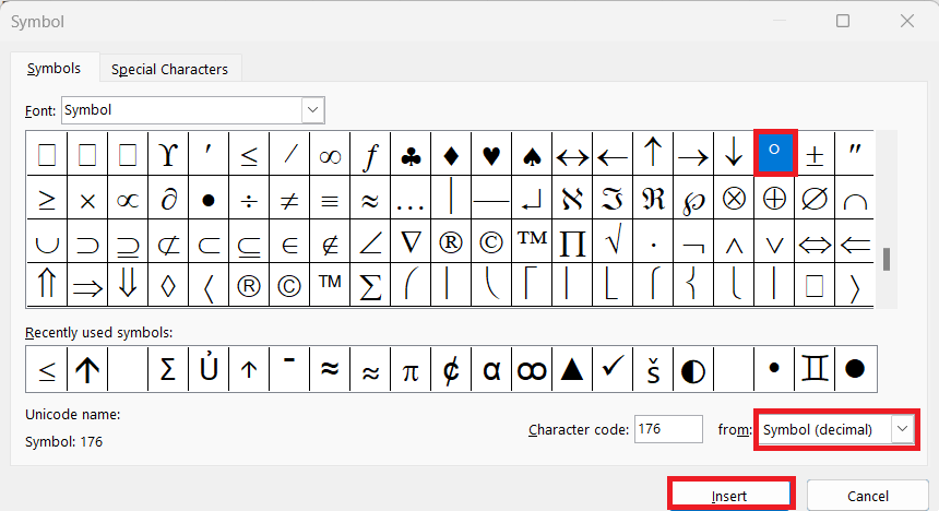 Special Characters List in Excel