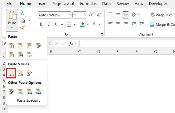 Paste Shortcut