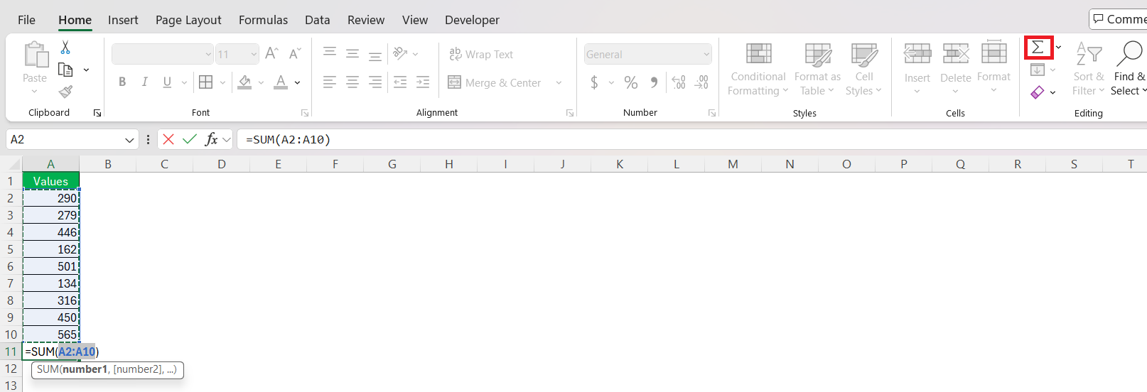 Add Cells in Excel