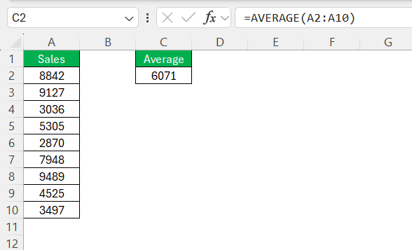 Define Formula in Excel
