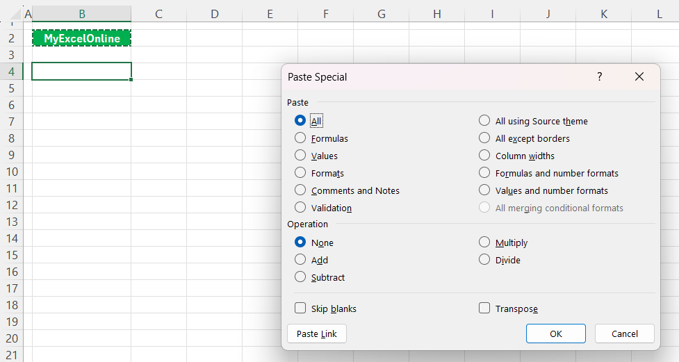 How to Paste in Excel