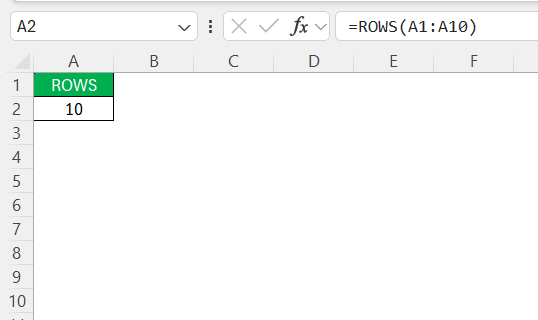 Excel Rows Function