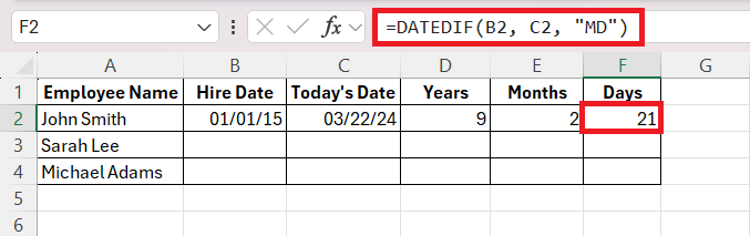 Time in Between Two Dates