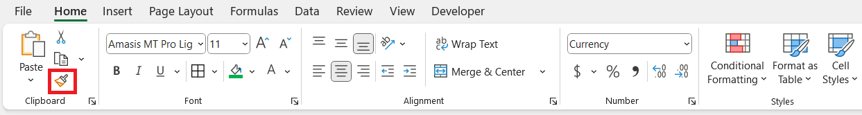 Copy Formatting in Excel