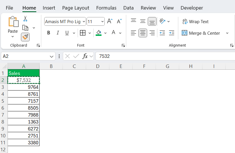 Copy Formatting in Excel