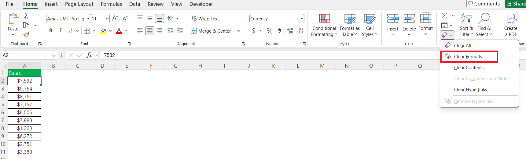 Copy Formatting in Excel