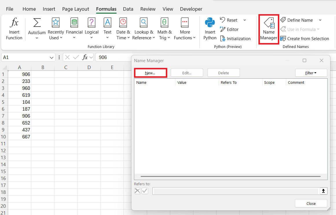 Dynamic Name Range in Excel