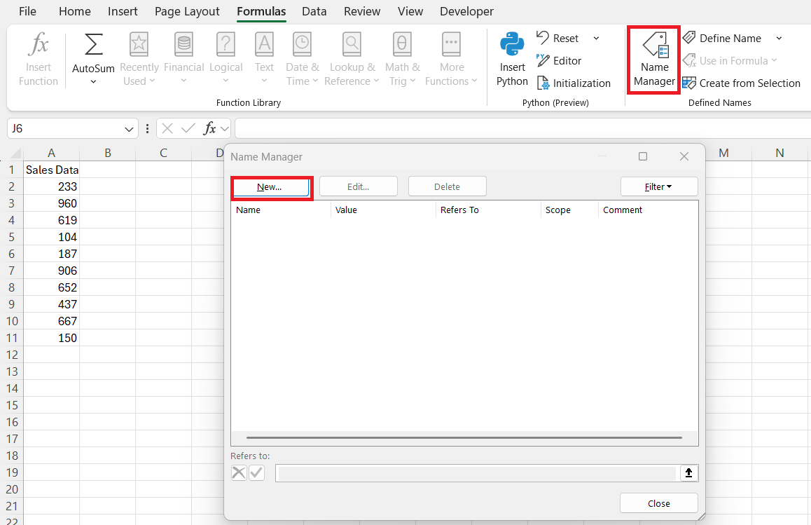 Dynamic Name Range in Excel