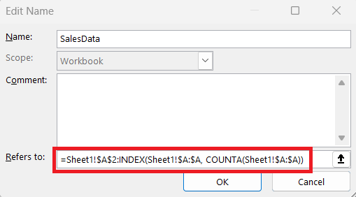 Dynamic Name Range in Excel