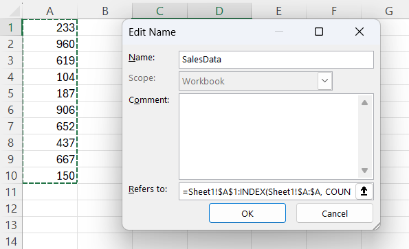 Dynamic Name Range in Excel