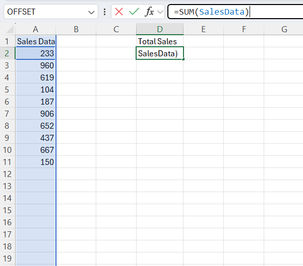 Dynamic Name Range in Excel