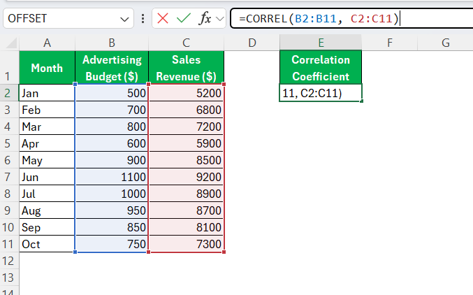 How to Find correlation coefficient in Excel