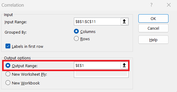 How to Find correlation coefficient in Excel