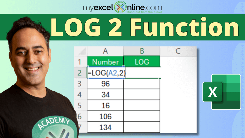 Log 2 Function in excel