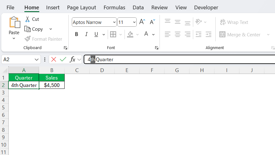 Superscript in Excel