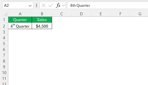 Superscript in Excel