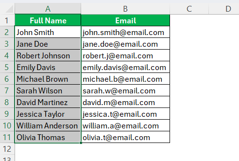 Sort by Last Name in Excel