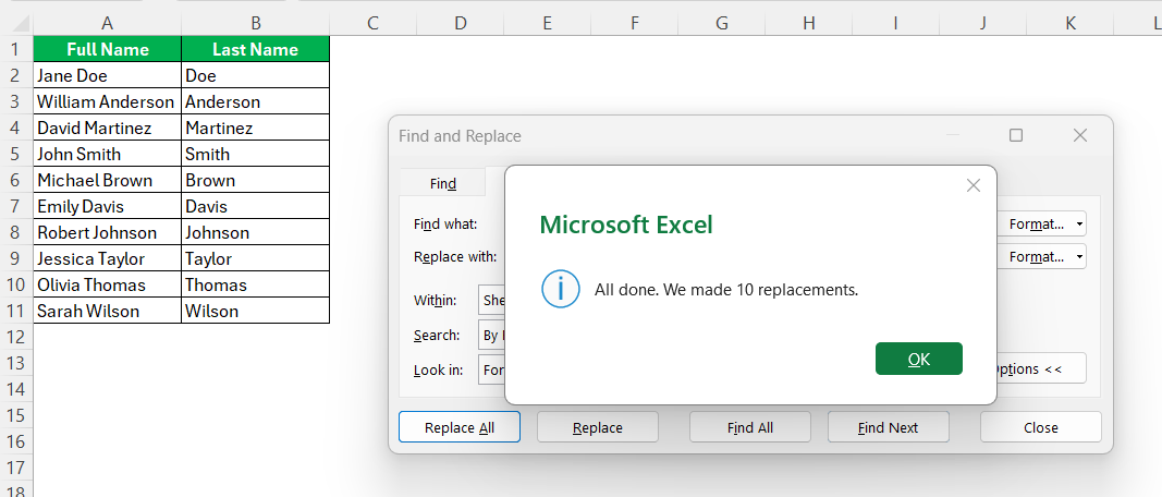 Sort by Last Name in Excel
