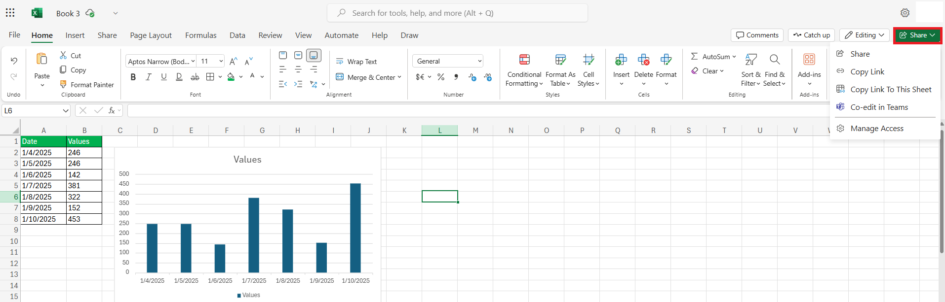 Excel for the Web