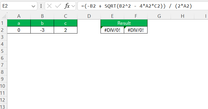 Quadratic Formula Solver in Excel