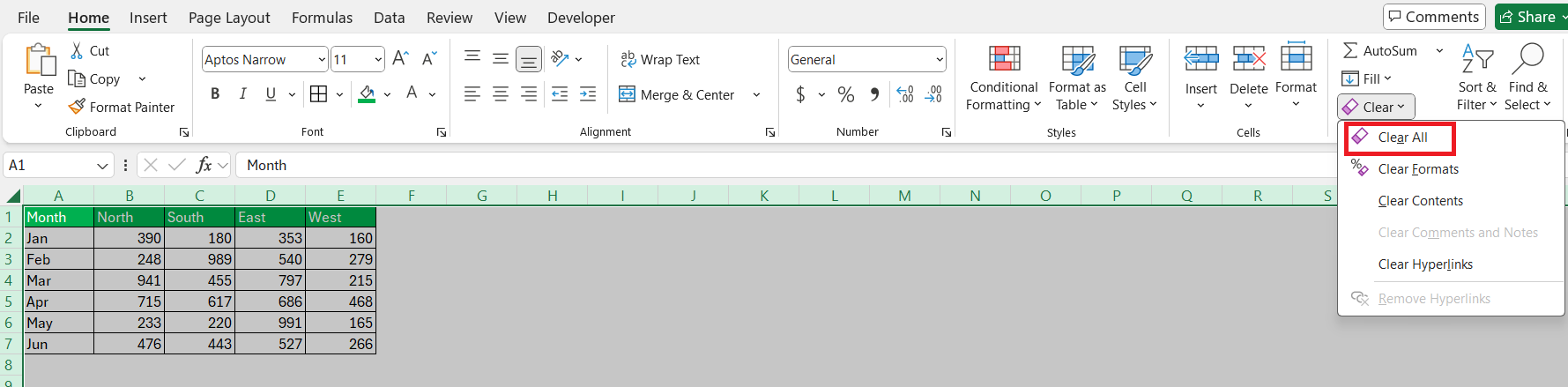 All Delete in Excel