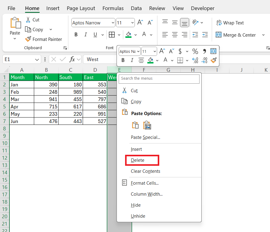All Delete in Excel