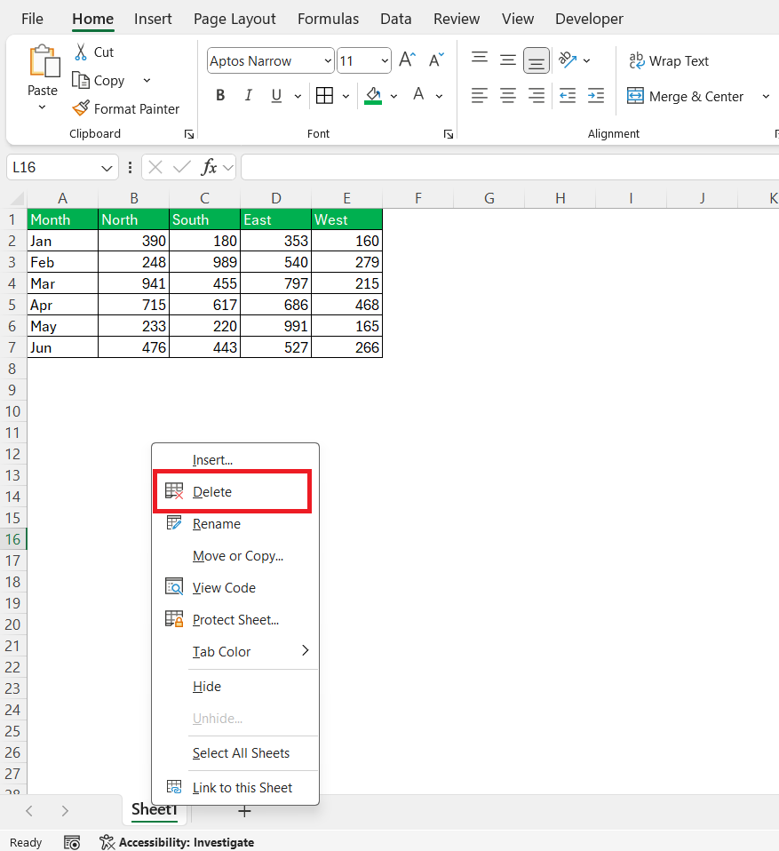 All Delete in Excel