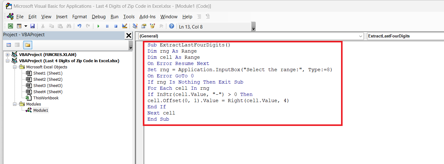 Last 4 Digits of Zip Code in Excel